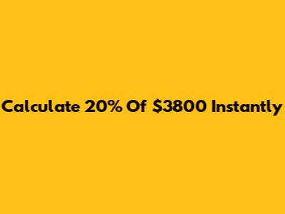 Calculate 20% Of $3800 Instantly