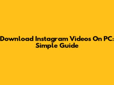 Download Instagram Videos On PC: Simple Guide