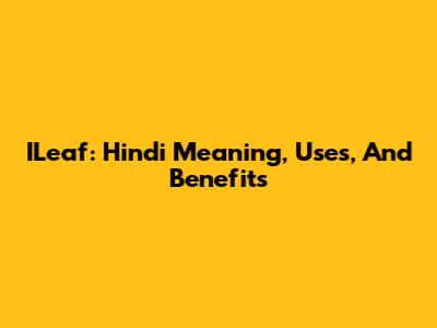ILeaf: Hindi Meaning, Uses, And Benefits